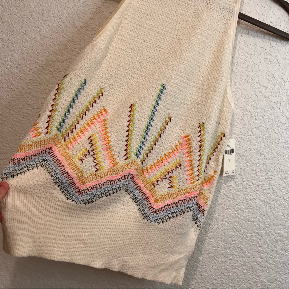 Anthropologie Anthro Embroidered Sleeveless Tie Back Tank Top Boho Blouse Size M - Picture 7 of 12